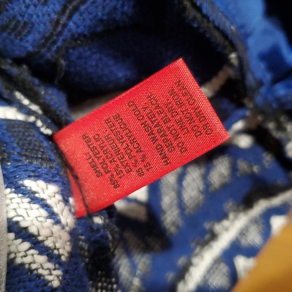 EUC Jacquard Blue & Black Aztec Tribal Wrap Jacket Women L - Picture 5 of 6